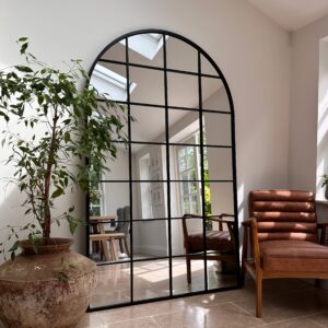 Brooklyn - Full Length Extra Large Black Arched Metal Mirror 200cm x 120cm